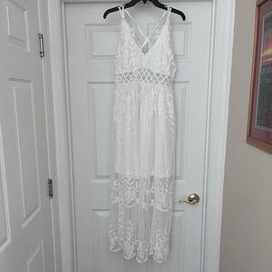 White spaghetti strap maxi dress
